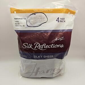 4 Pair Hanes Silk Reflections Silky Sheer Control Top Classic Navy 56 Size CD